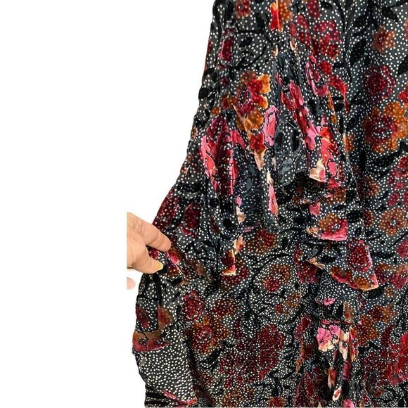Jill Stuart Ruffled Floral 3D Velvet Floral Maxi Dress Size 6 - Picture 5 of 6